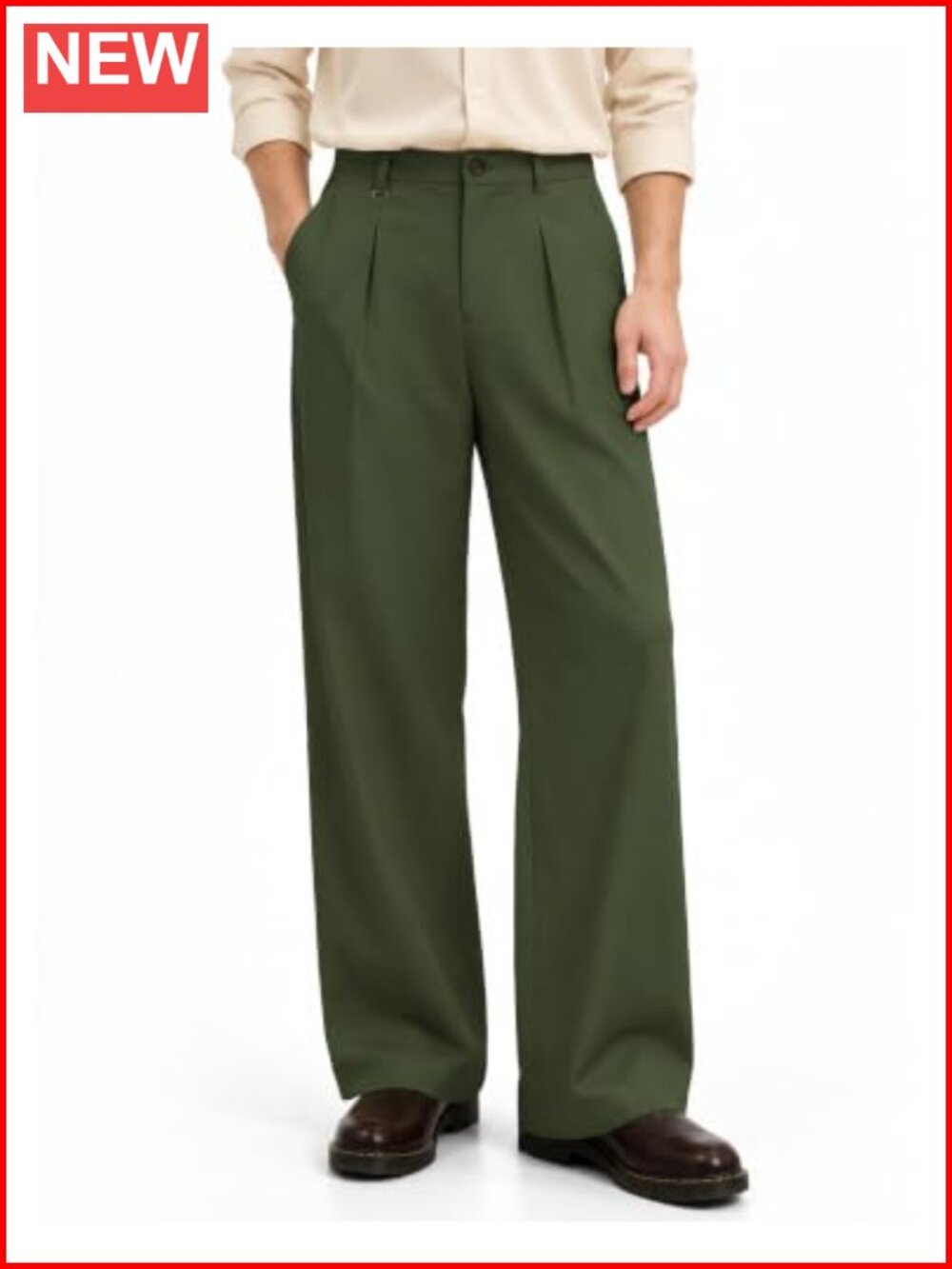 Men's Wide Leg Pleated Dress Pants Drawstring Elastic Waist Slacks